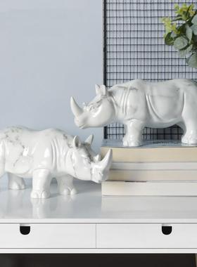 跨境大石纹NX0118犀牛理摆件居办公关室玄家装饰品摆设树脂工艺品