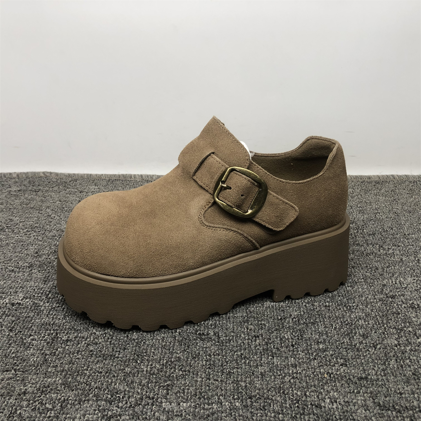 品牌撤柜全真皮牛反绒厚底勃肯鞋女2025秋季新款小个子增高单女鞋 - 图3