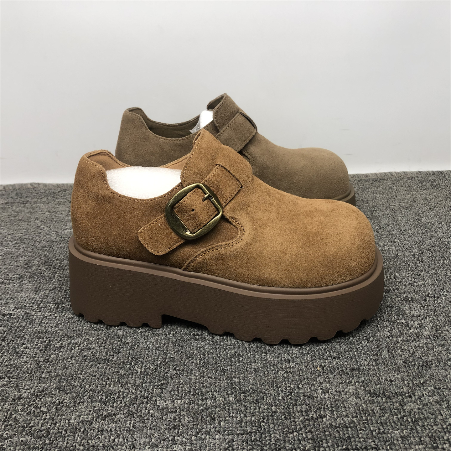 品牌撤柜全真皮牛反绒厚底勃肯鞋女2025秋季新款小个子增高单女鞋 - 图1