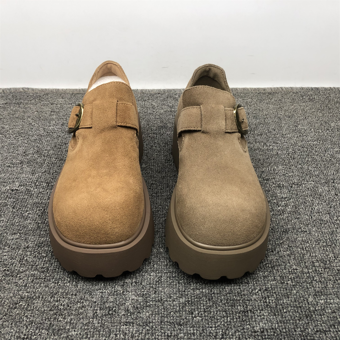 品牌撤柜全真皮牛反绒厚底勃肯鞋女2025秋季新款小个子增高单女鞋 - 图0