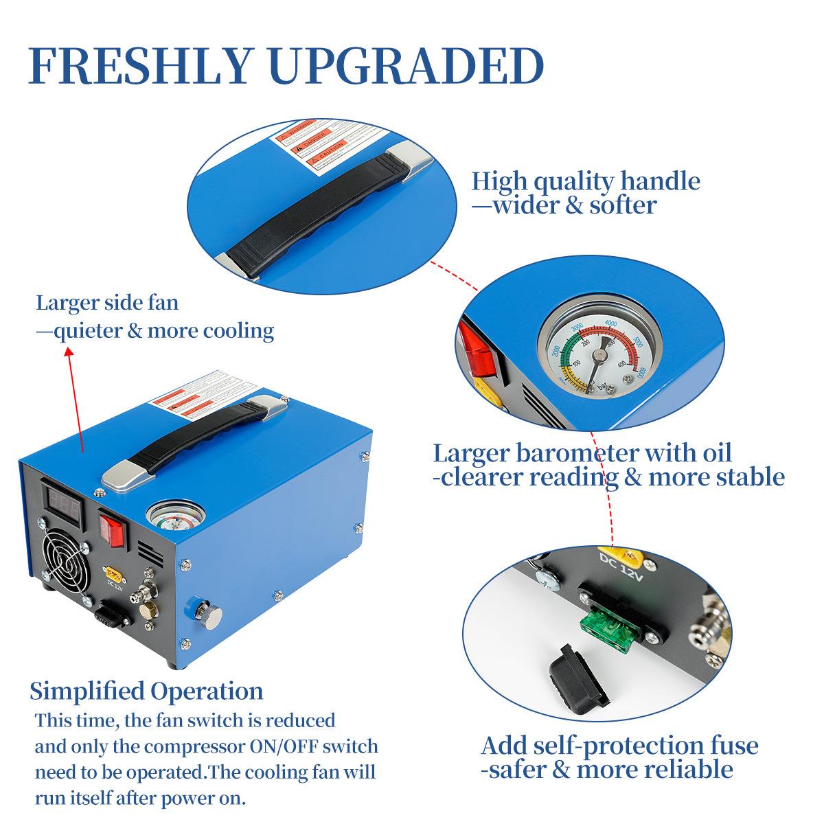 2024款跨境外置220v-110v-12v高压车载打气机30MPA充气泵4500 - 图1