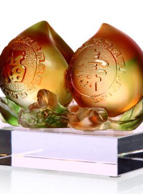 班德拉斯 福寿双全琉璃工艺品摆件 客厅家居装饰 送长辈高档寿礼