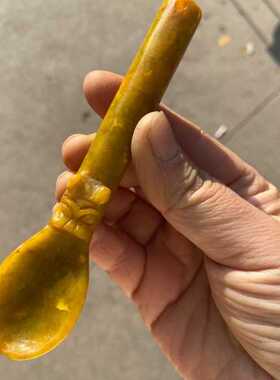 岫玉小勺家用餐具汤勺饭勺功夫汤匙调羹玉器工艺品古玉