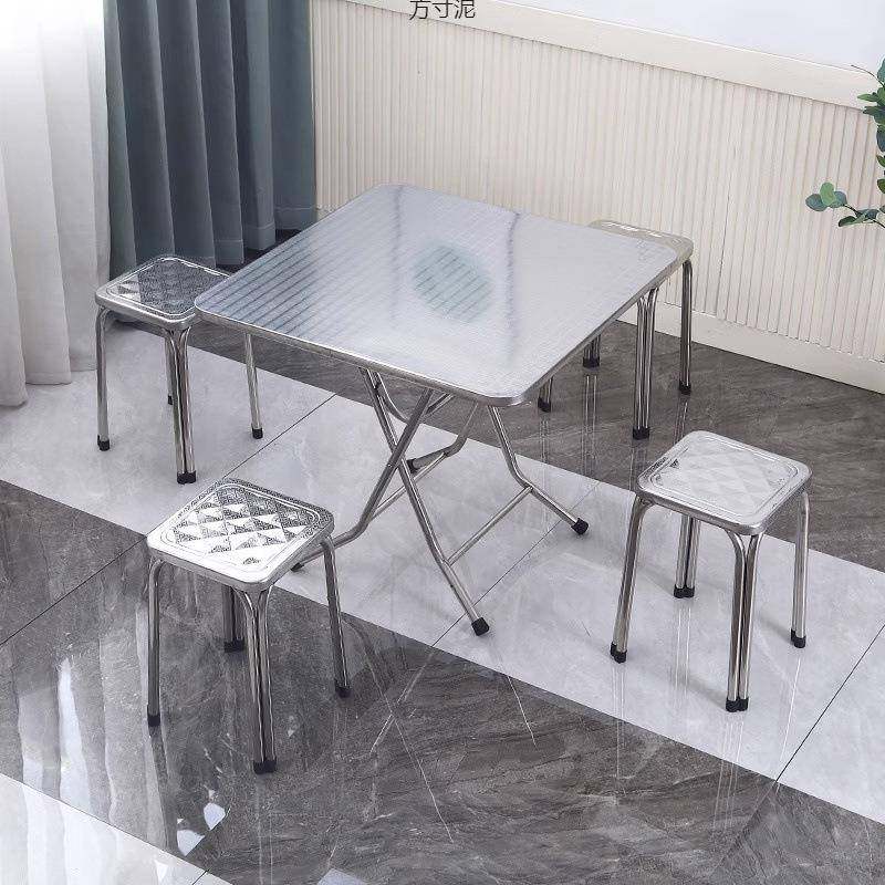 不锈钢餐桌家用吃饭可折叠桌小方桌户外桌子小户型折叠圆桌小户型,淘宝优惠券,粉丝福利购,淘宝优惠卷