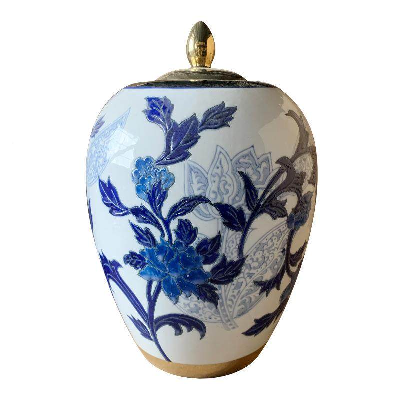 描金青花瓷花瓶新中式储物罐居关OPE餐家桌装饰品玄陶插瓷花器摆,淘宝优惠券,粉丝福利购,淘宝优惠卷