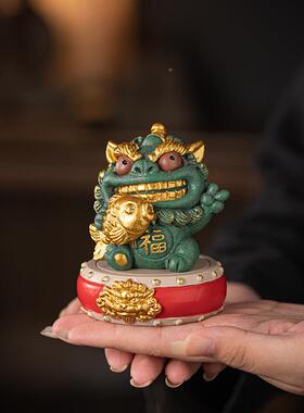 创意前招程似锦教小貔貅财摆件中式彩金高礼品中秋师档节毕202409