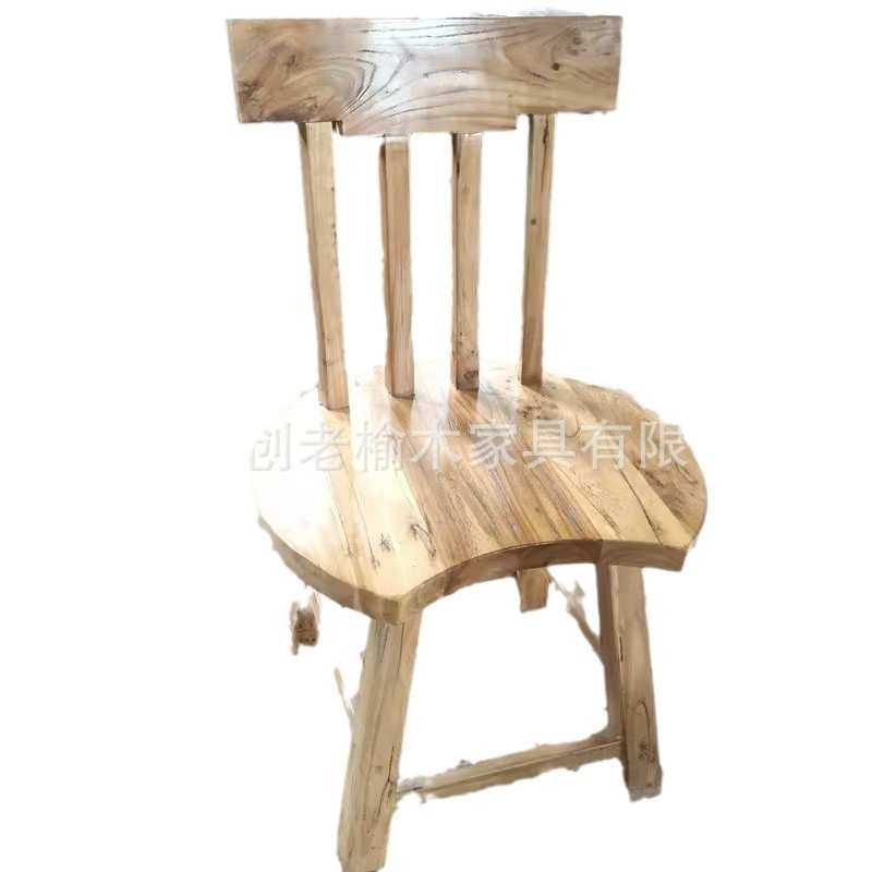 老榆木民宿房子桌椅卡座沙发椅子酒吧桌子靠背椅圈椅简约饭店餐椅 - 图3