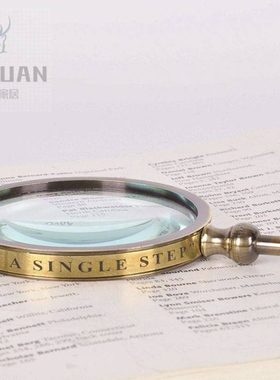 印度全铜复古高清放大镜老人阅读器便携式书房样板房软装饰品摆件