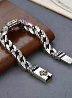 925镀银新款金刚杵手链民族风复古可G转动大气质感个性潮男厂家直