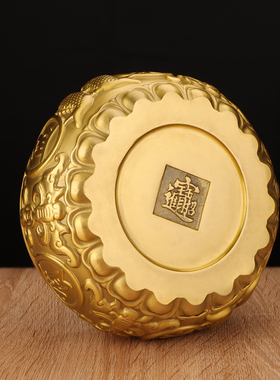 聚宝盆全铜招财摆件存钱罐家居客厅装饰黄铜O米缸聚财乔迁开业礼