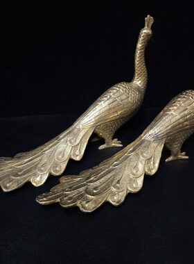 黄铜孔雀摆件百鸟之王家居用品铜器工艺品装饰品纯铜花鸟摆饰