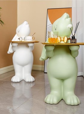 简约轻宾奢落风端托盘绅士兔地摆件厅客餐厅迎大绅士兔型装饰品生