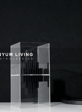 简约现代轻奢创意艺术正方金属摆件样板房售楼处玄关桌.面家居摆