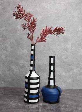 欧树脂彩绘网格插花花样板房电视柜瓶1152客厅餐厅卧室桌面式饰品