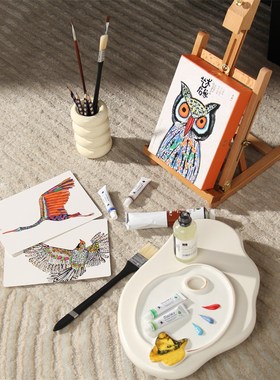 法式奶油风e绘画主题装饰品样板间飘窗书桌桌面摆件儿童房彩色摆