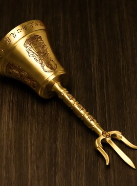 道用品铜三清铃摇铃纯铜三清道祖法铃法器道铃器三叉铜铃道士法会