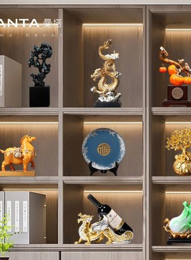 老板董事长领导办公室装饰品摆件书柜背景柜O桌面高级轻奢送礼摆