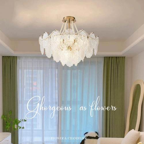 网红客厅灯主卧房5间灯现室法式轻具202546年新款简约代水晶吊灯 - 图1