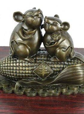 班德拉斯铜老鼠丰收摆件丰收开业送礼新婚家居装饰送礼工艺品摆件
