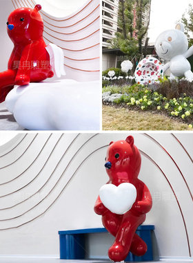 定制玻璃a钢网红卡通人物动物公仔创意房地产IP雕塑大型售楼部摆