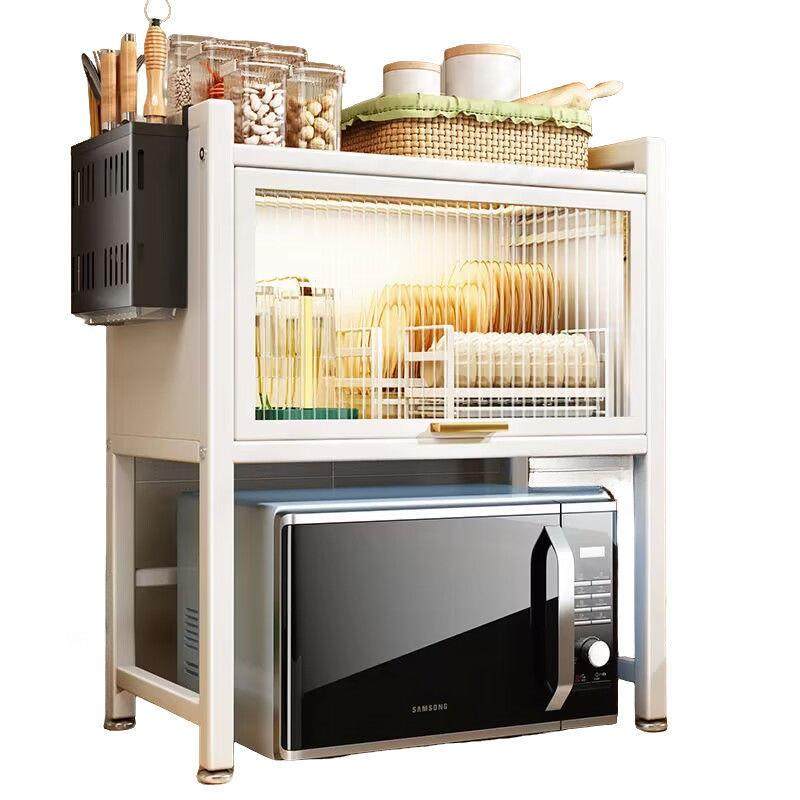 收纳柜厨房炉物架带柜门微波台面多功能放调料xg置碗架子碟防尘烤,淘宝优惠券,粉丝福利购,淘宝优惠卷
