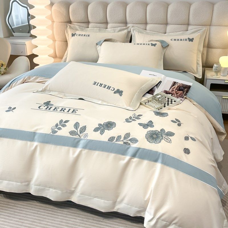 轻奢100支长绒棉纯棉四件套高级感全棉被套床单四季通用床上用品,淘宝优惠券,粉丝福利购,淘宝优惠卷