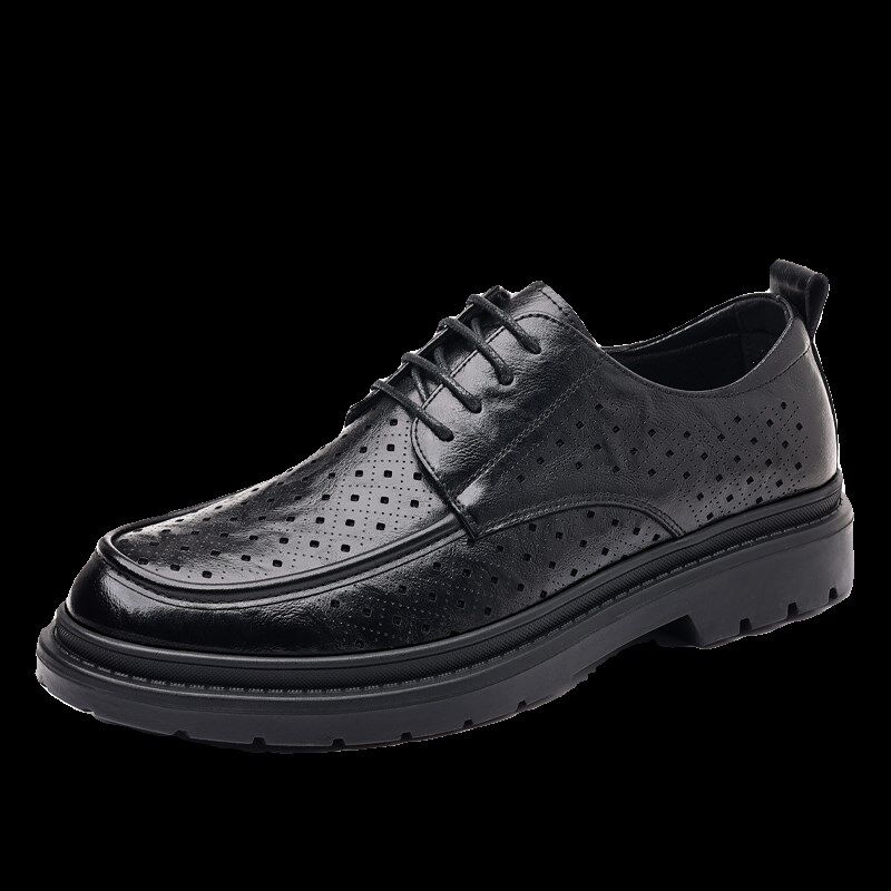 2025夏季新款透气男鞋真皮商务休闲皮鞋镂空凉鞋男洞洞鞋爸爸鞋子,淘宝优惠券,粉丝福利购,淘宝优惠卷