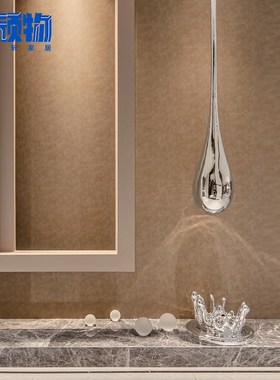 售楼处展厅酒店大堂m吊装水滴雕塑轻奢电镀挂饰商业中心样板间饰