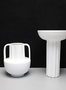 现代摆简约罗马柱树脂插板桌花花器件样房客厅餐厅0506家居面软装