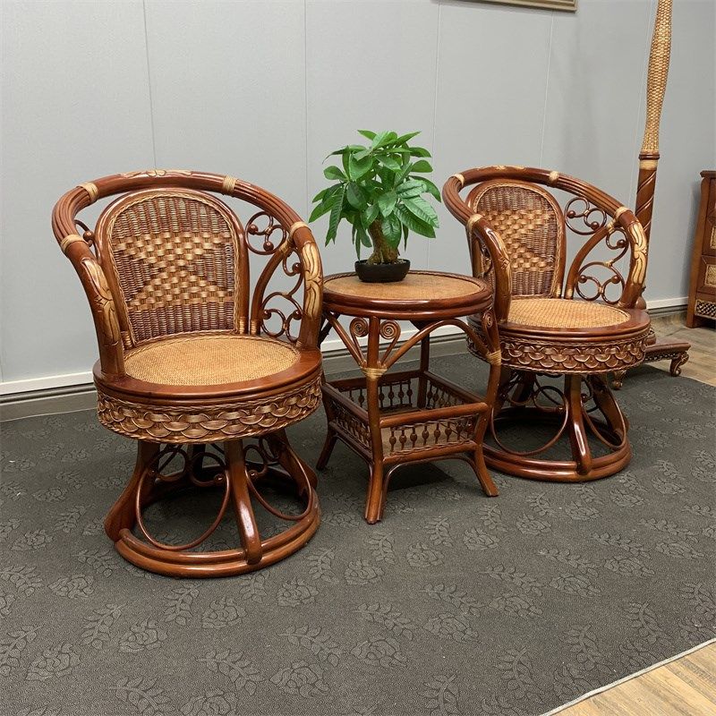 真藤转椅三件套休闲阳台单人客厅靠背滕编椅久坐不累藤椅茶桌组合,淘宝优惠券,粉丝福利购,淘宝优惠卷