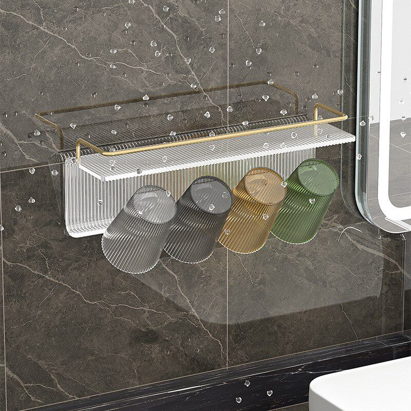 轻奢一家四口牙刷架子置物架2023新款高级亚克力牙杯免打孔壁挂式 - 图0