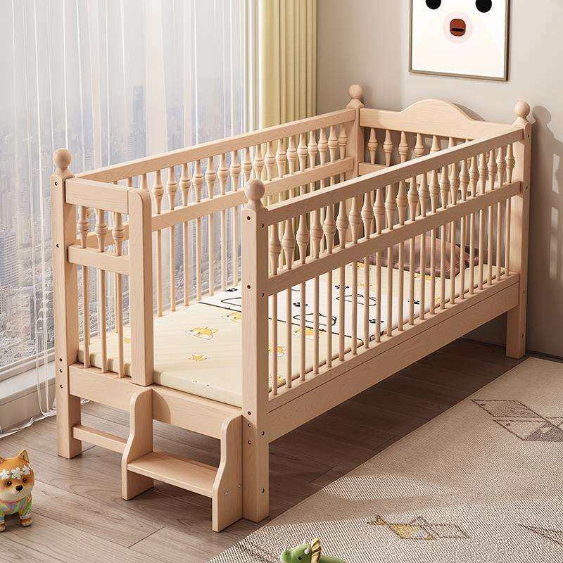 榉木实木儿童拼接大床带护栏男孩女孩加宽床边床婴儿宝宝单人小床,淘宝优惠券,粉丝福利购,淘宝优惠卷