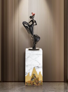 入户玄关抽象人物艺术摆件客厅电视柜现代创O意高级感壁龛雕塑装