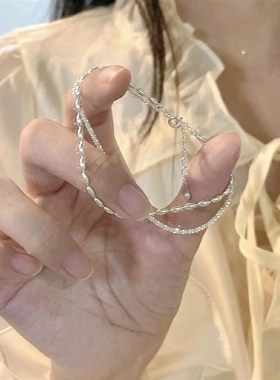 波光与露珠!生生l不息感森系小清新双层银色清冷质感手链文艺范女