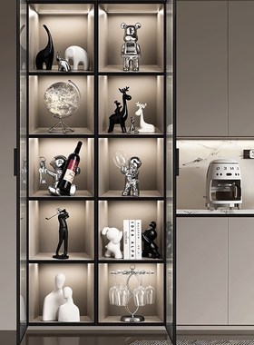 乔迁新居礼品麋鹿软装o饰品摆件轻奢高档创意餐边柜酒柜红酒架组