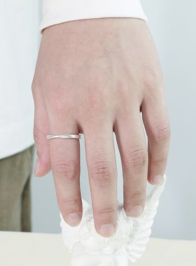 999足银莫比乌斯环戒指情侣y对戒定制刻字简约款情人节七夕礼物女