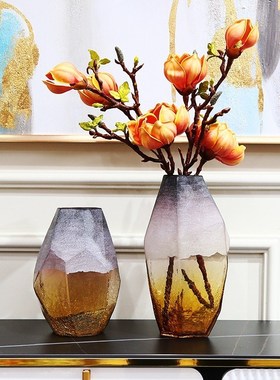 不规则雾面磨砂冰裂纹花瓶可培y摆件现代复古插花客厅干花装饰花