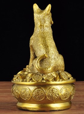 全铜狗摆件铜坐狼狗家居招财旺财工艺品十二生肖T商务办公室摆件