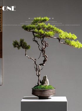 DZ-HY194中式关客厅盆景仿公室真迎客松绿植造景摆件办室内玄摆件