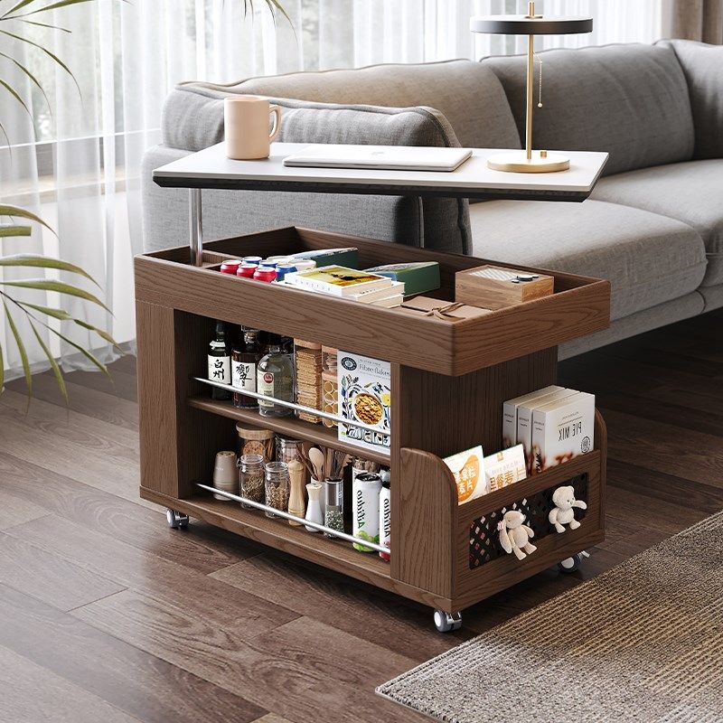 升降茶几可移动小推车巴士边几胡桃木家用旋转客厅沙发边柜床头柜,淘宝优惠券,粉丝福利购,淘宝优惠卷
