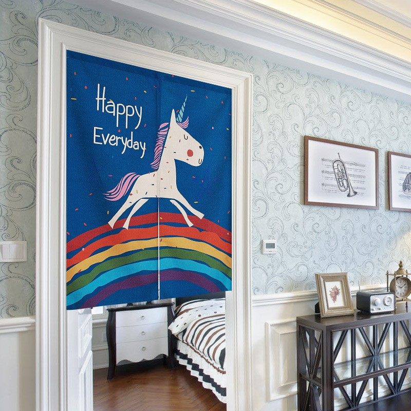 可爱卡通儿童房布艺门帘隔断帘卧室家用装饰布帘半截免打孔帘子,淘宝优惠券,粉丝福利购,淘宝优惠卷