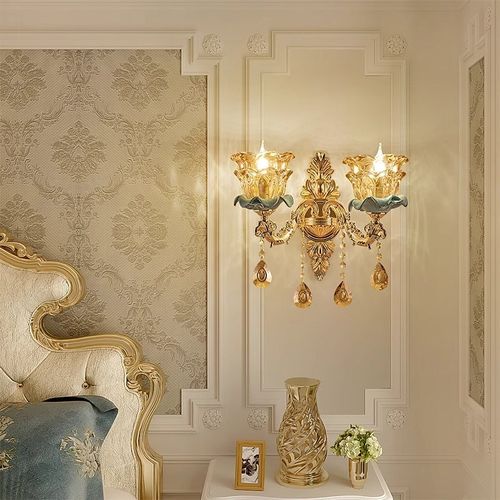 欧式壁灯床头墙灯电视背景墙水晶灯卧室过道楼梯墙奢华大气客厅灯 - 图1
