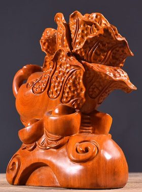 花梨实木雕刻大白菜摆件家居装饰摆设客厅红木工艺礼品木质摆件