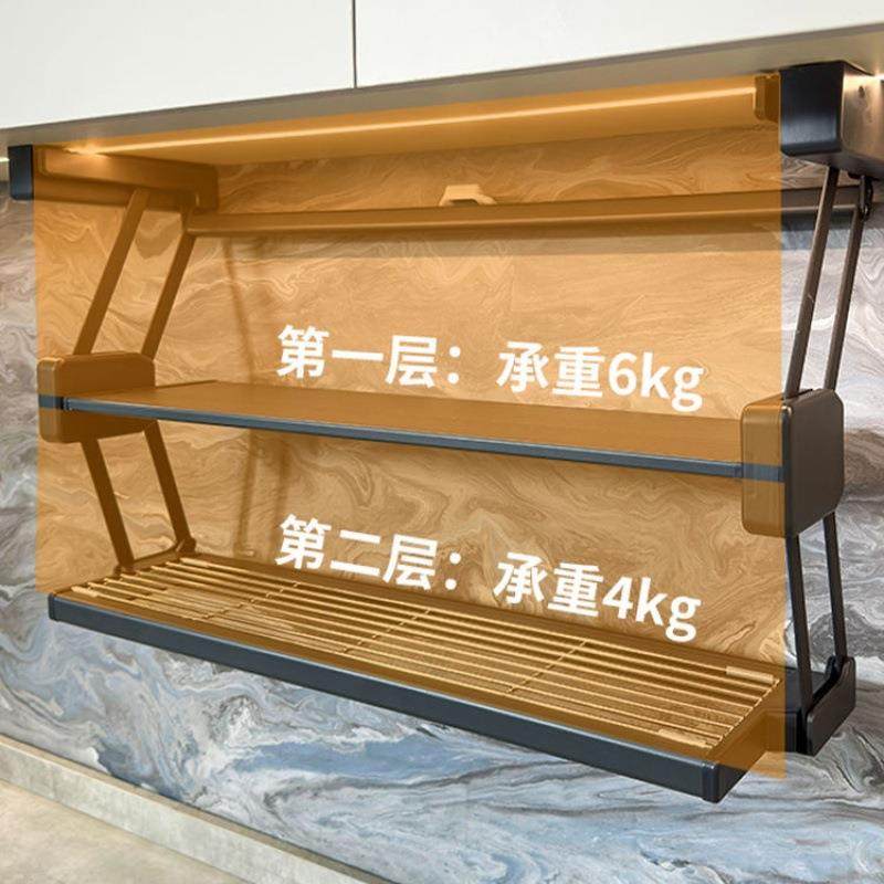 厨折叠备置房物架下拉式XX双层升降物伸缩备餐菜调料碗碟储收纳吊,淘宝优惠券,粉丝福利购,淘宝优惠卷