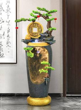 流水生财摆件3001视循环水客泉玄关电柜厅旁喷水景家居装饰品开业