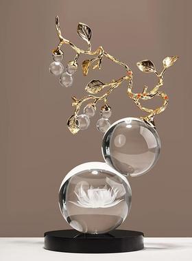 新款轻奢新中式招财视葫芦柿摆件客装摆厅电柜酒柜饰品件人造EH55