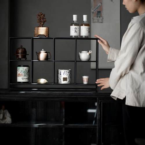 dat060铁艺棚架茶子具架桌上收纳置物茶小博古架多宝架阁展示架 - 图2