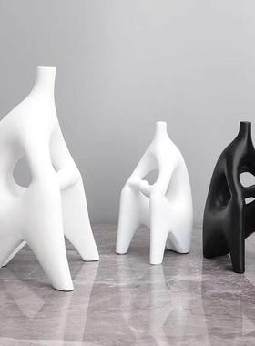 现代简黑白无头约人物雕塑树脂无人头厅摆件饰样板房售楼部客创意