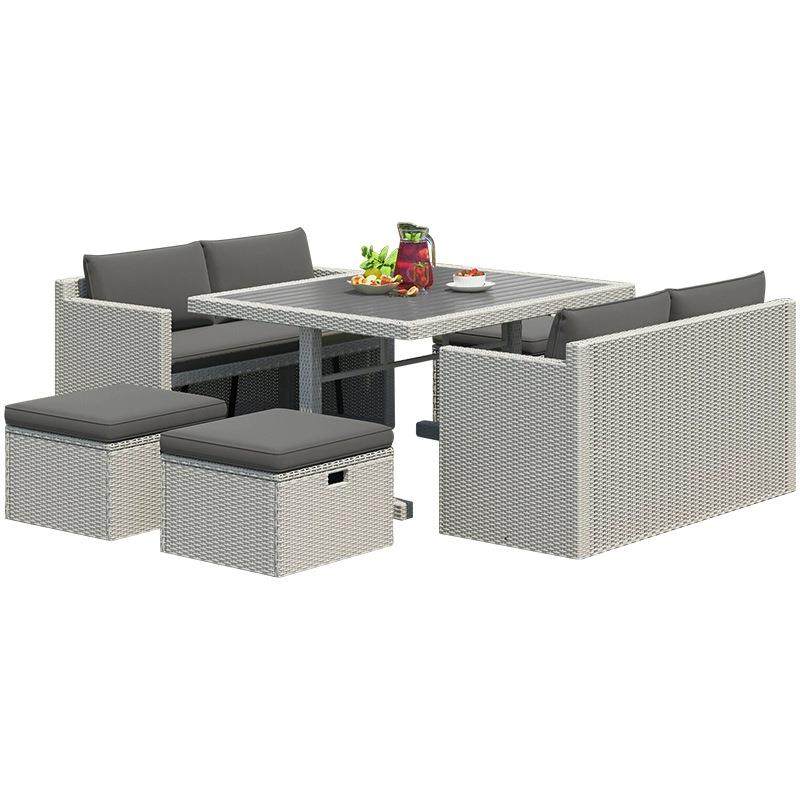 别墅庭院桌椅藤编沙发组合户外防水防晒餐桌椅休闲可收纳桌椅家具,淘宝优惠券,粉丝福利购,淘宝优惠卷