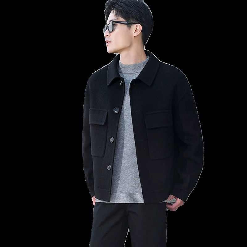 秋冬羊毛呢子外套男落肩宽松双面羊绒大衣短款反季翻领衬衫款夹克,淘宝优惠券,粉丝福利购,淘宝优惠卷